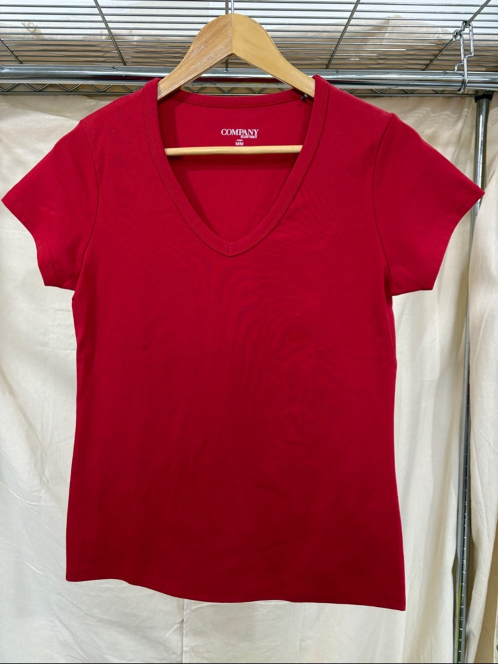 V-Neck Short Sleeve Top - Red